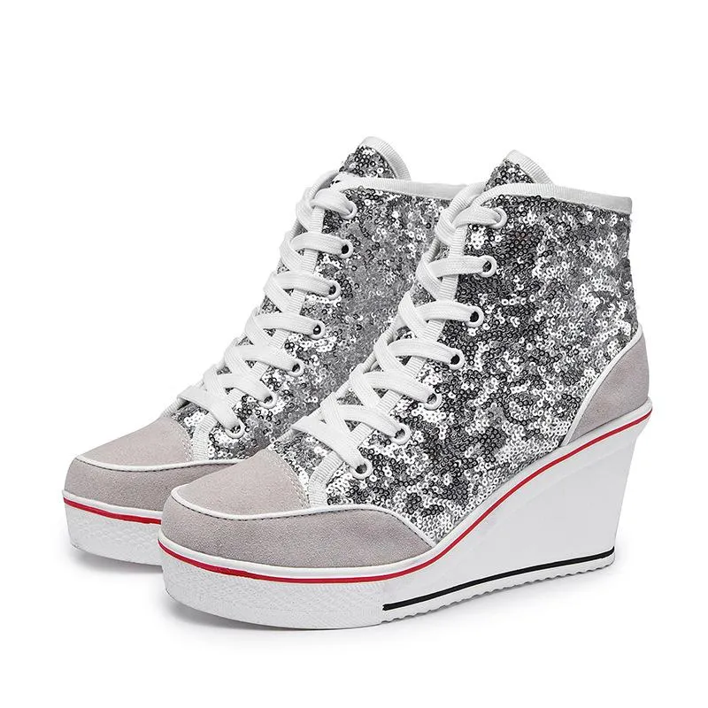 Sequin Platform Sneakers
