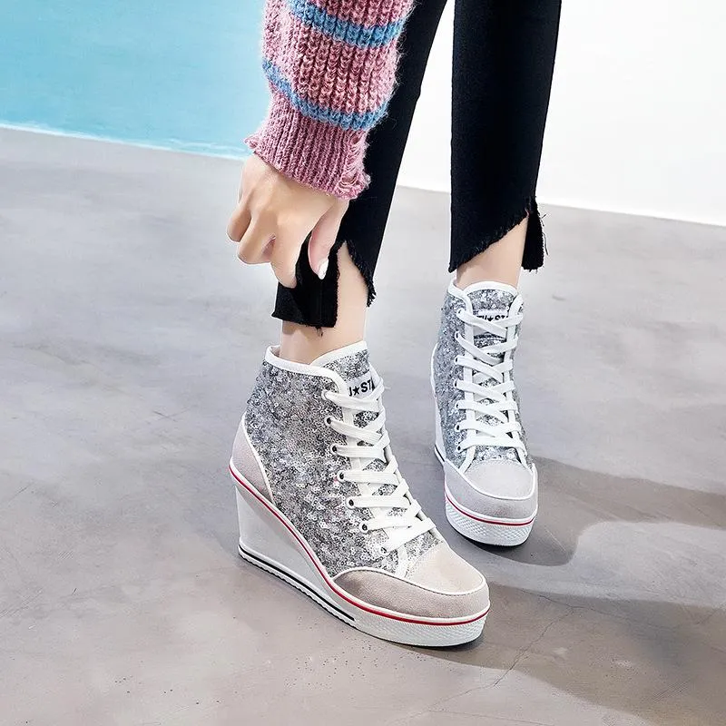 Sequin Platform Sneakers