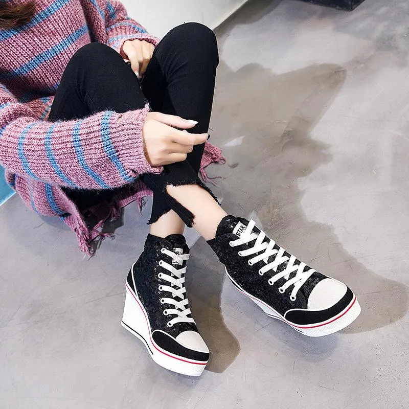 Sequin Platform Sneakers