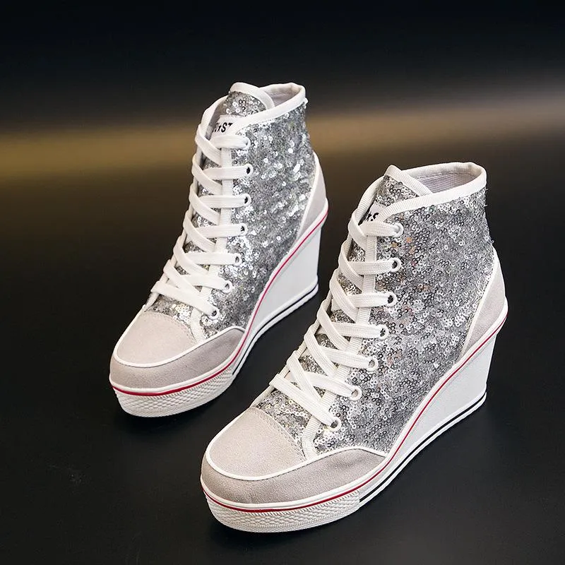 Sequin Platform Sneakers