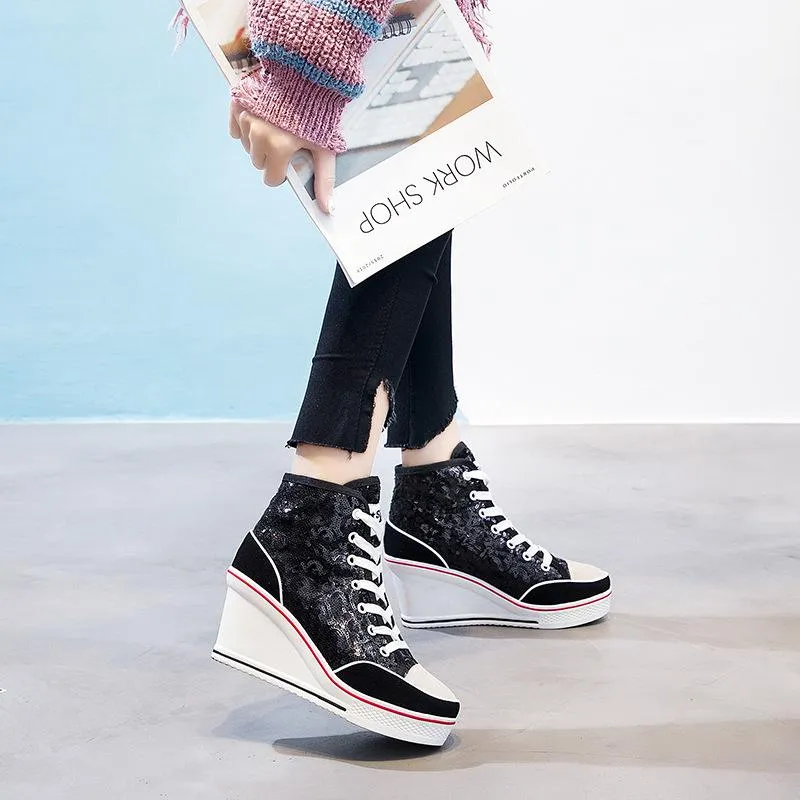 Sequin Platform Sneakers