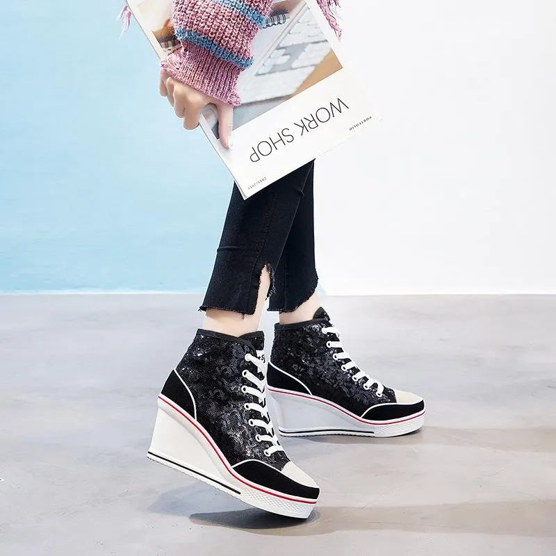 Sequin Platform Sneakers