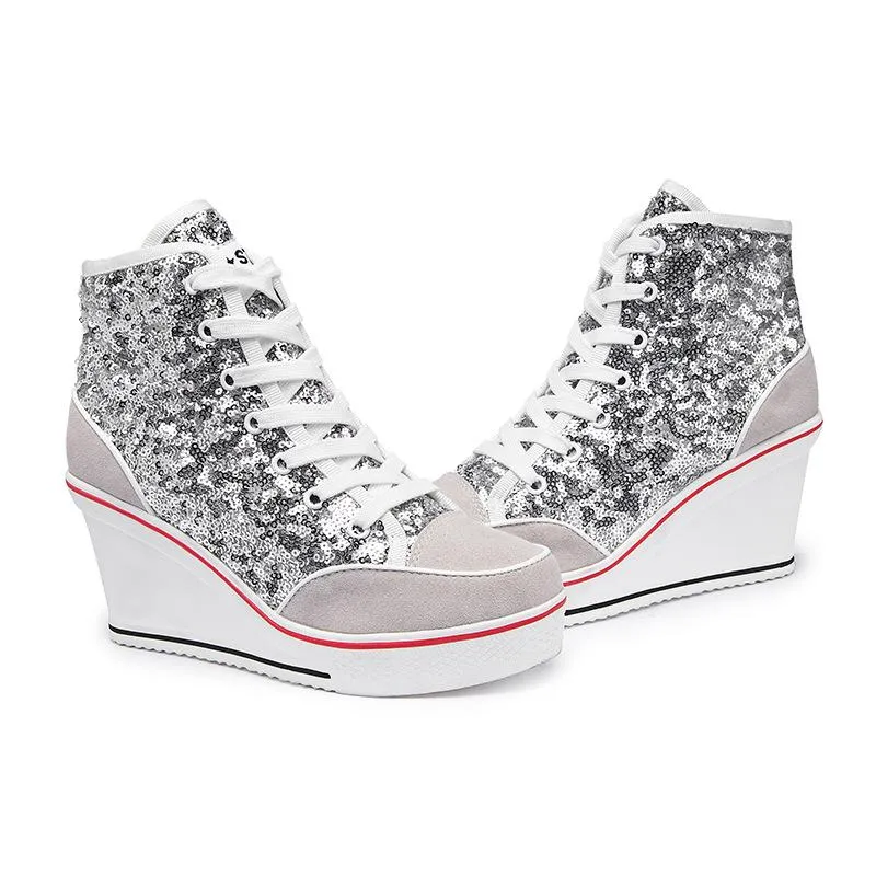 Sequin Platform Sneakers
