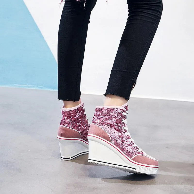 Sequin Platform Sneakers