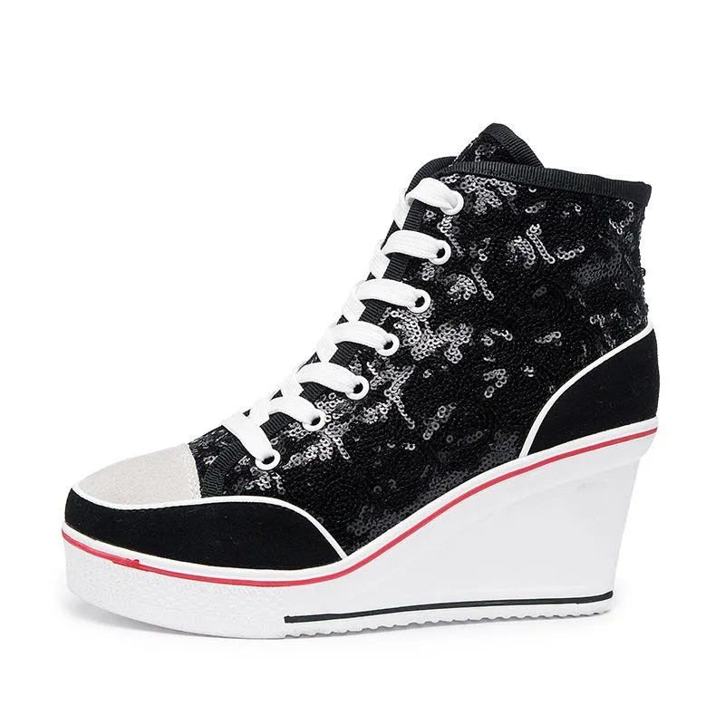 Sequin Platform Sneakers