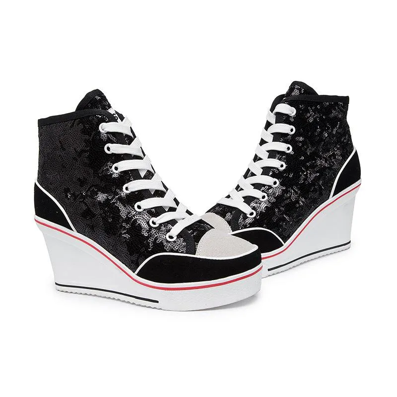 Sequin Platform Sneakers