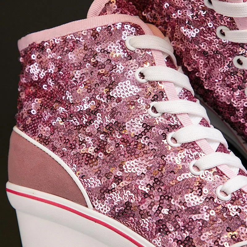 Sequin Platform Sneakers