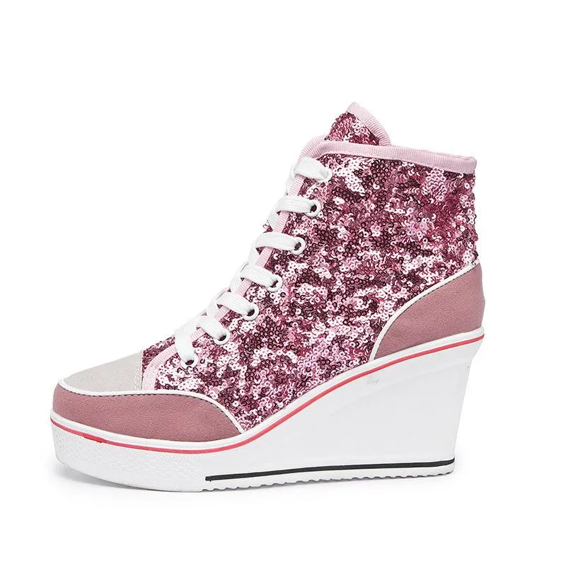 Sequin Platform Sneakers
