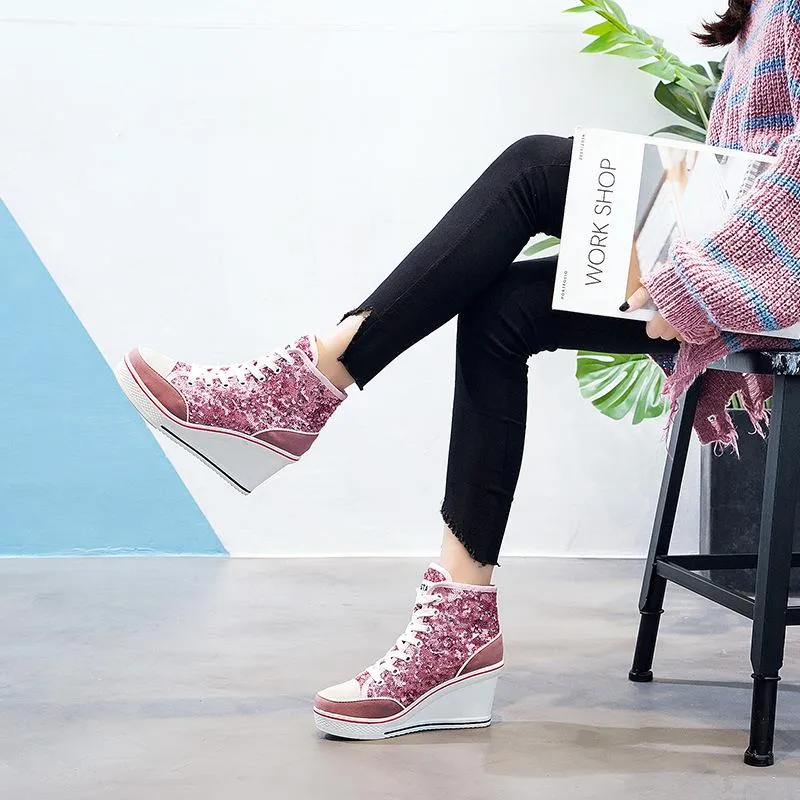 Sequin Platform Sneakers