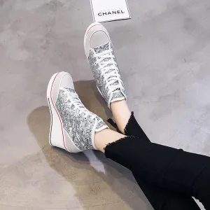 Sequin Platform Sneakers