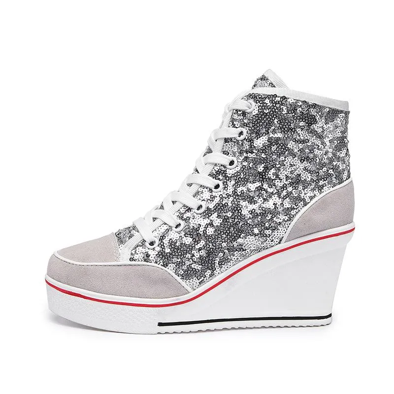 Sequin Platform Sneakers