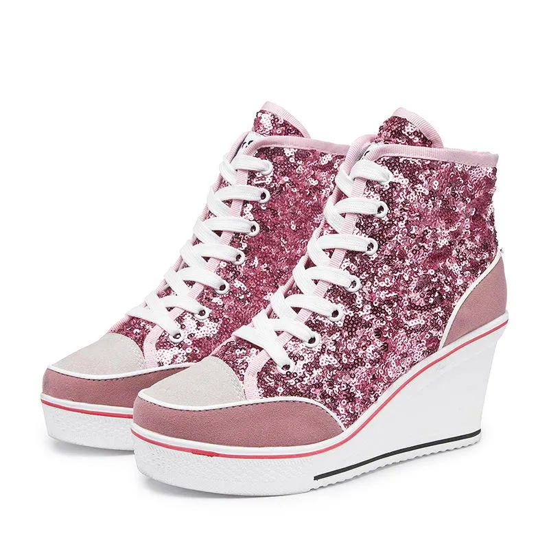Sequin Platform Sneakers