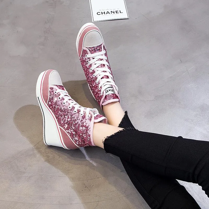 Sequin Platform Sneakers