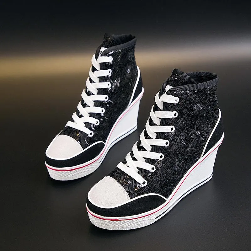 Sequin Platform Sneakers