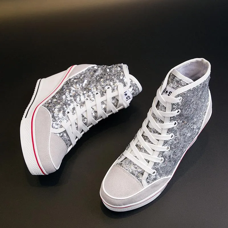Sequin Platform Sneakers