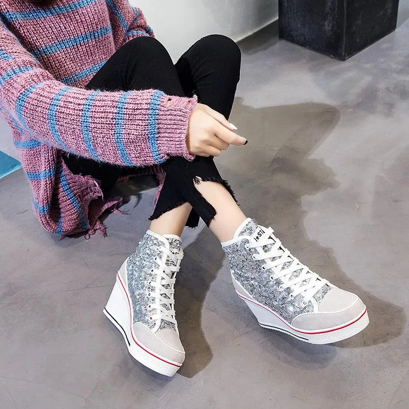 Sequin Platform Sneakers