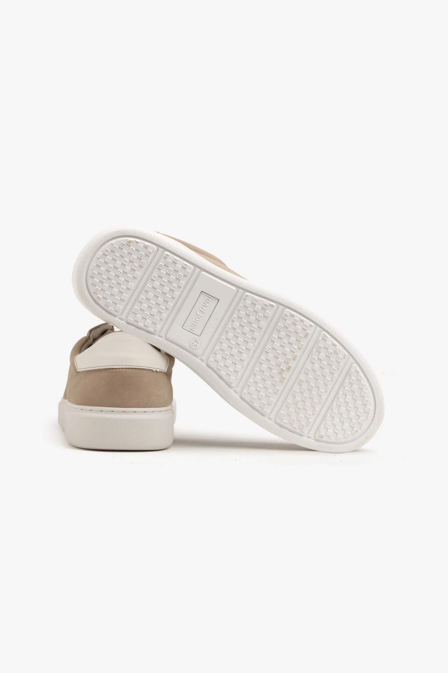 Sneakers bimaterica traforata beige