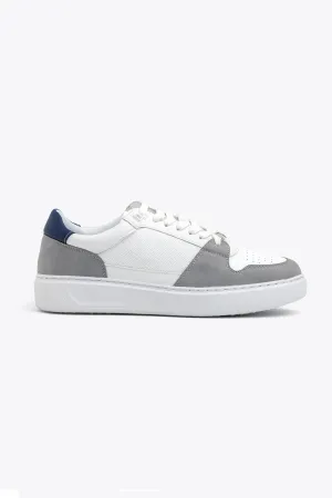 Sneakers bimaterica traforata grigio chiaro