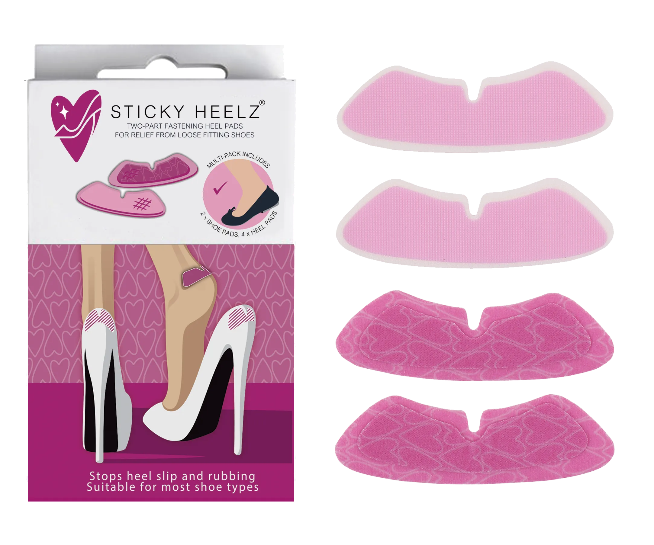 STANDARD PACK OF STICKY HEELZ HEEL GRIPS (6 pieces)