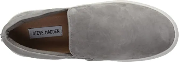 Steve Madden Gills Grey Suede Rounded Toe Slip On Suede Low Top Sneakers