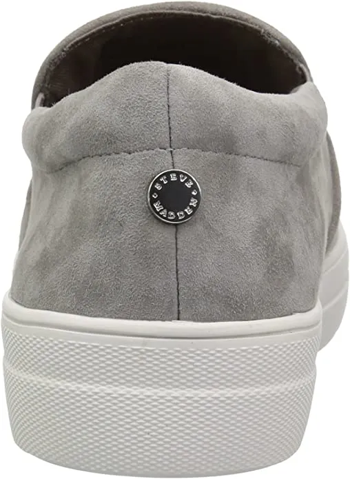 Steve Madden Gills Grey Suede Rounded Toe Slip On Suede Low Top Sneakers