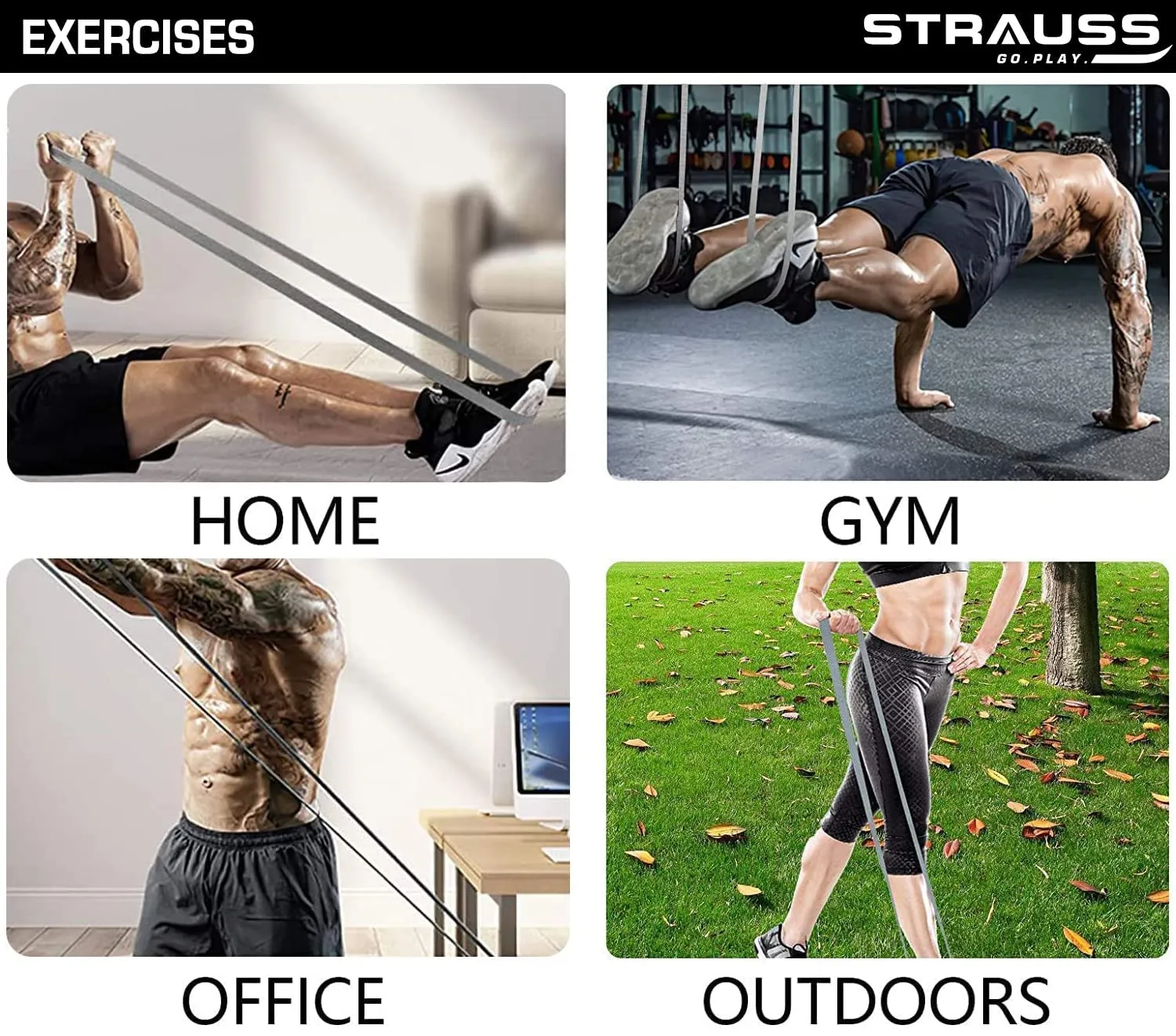 Strauss Fabric Resistance Bands | Resistance Loop Bands for Exercise, and Workout | Ideal for Stretching, Chin Ups, Physical Therapy & Home Exercise for Men & Women (Pink)