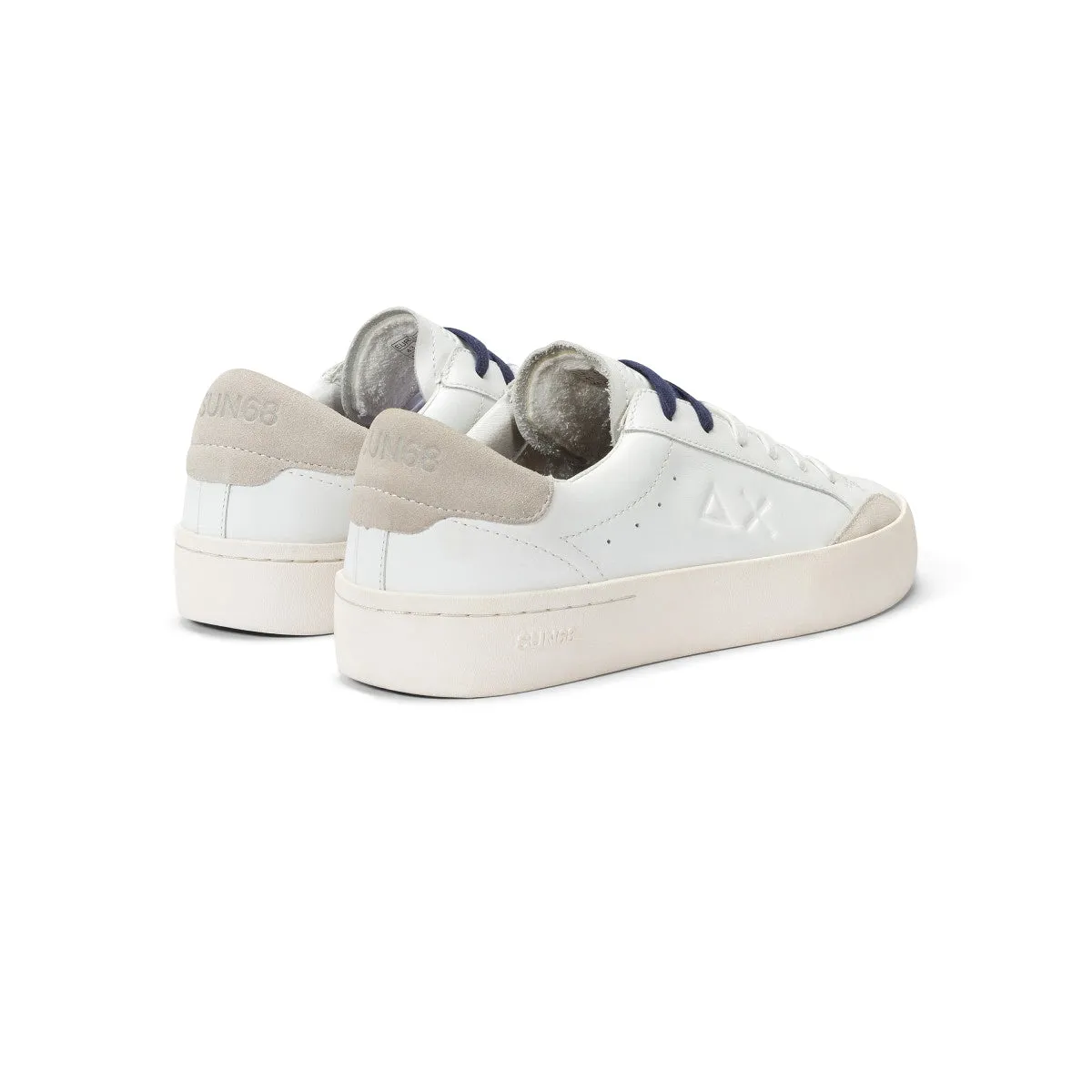SUN68 STREET LEATHER WHITE SNEAKERS FOR MEN