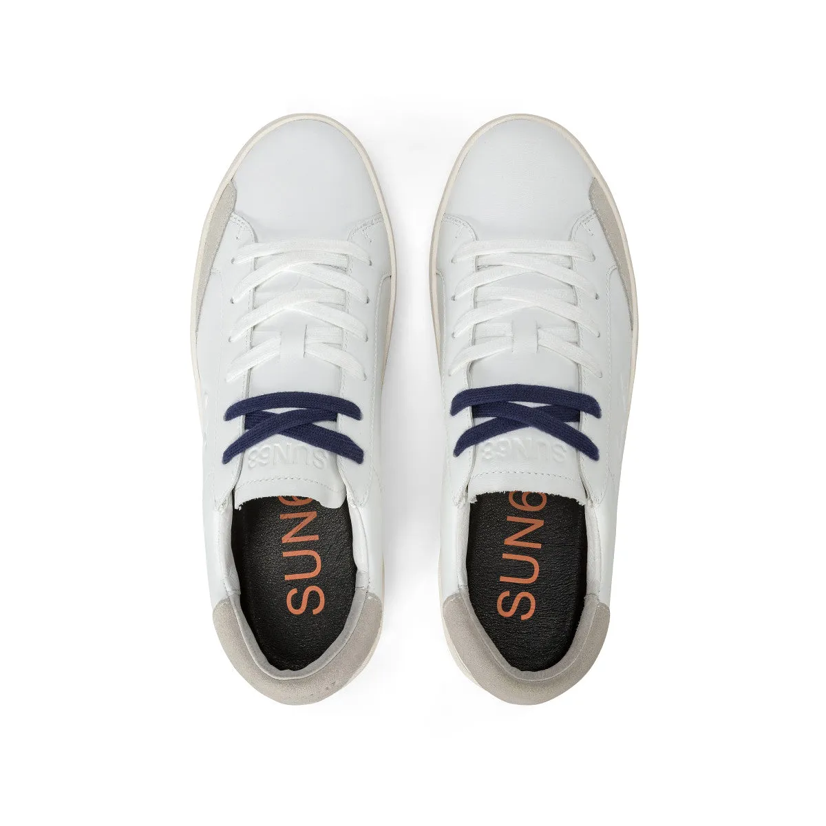 SUN68 STREET LEATHER WHITE SNEAKERS FOR MEN