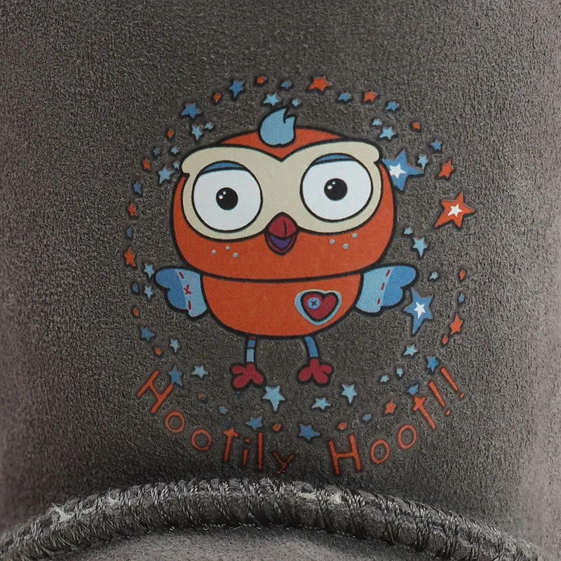 TEAM KICKS Kids Ugg Boots, Hoot Hoot Grey