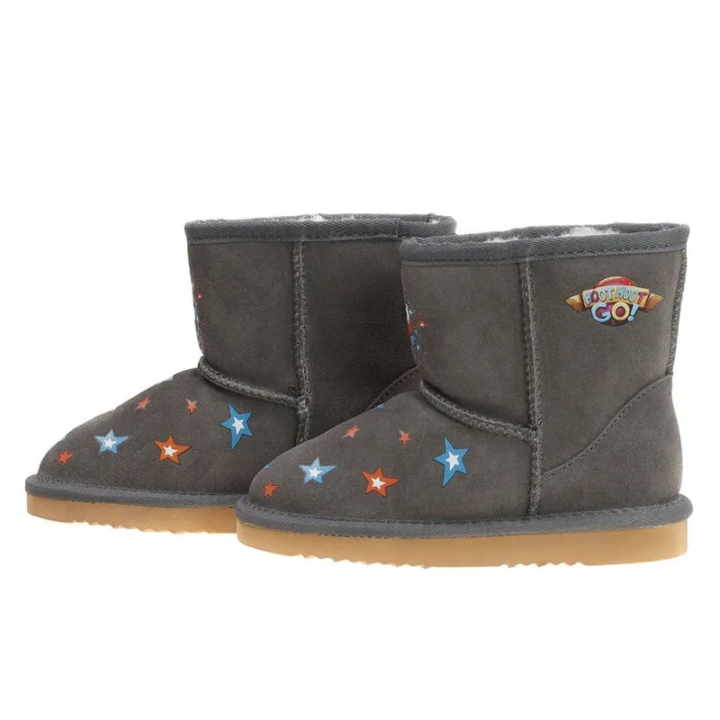 TEAM KICKS Kids Ugg Boots, Hoot Hoot Grey