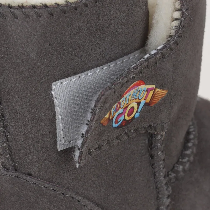TEAM KICKS Kids Ugg Boots, Hoot Hoot Grey