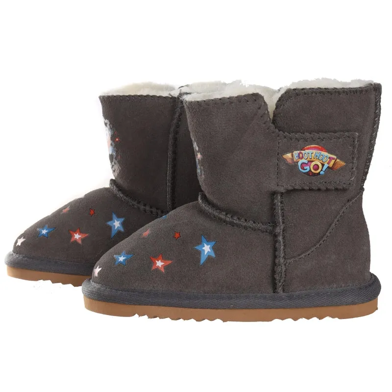 TEAM KICKS Kids Ugg Boots, Hoot Hoot Grey