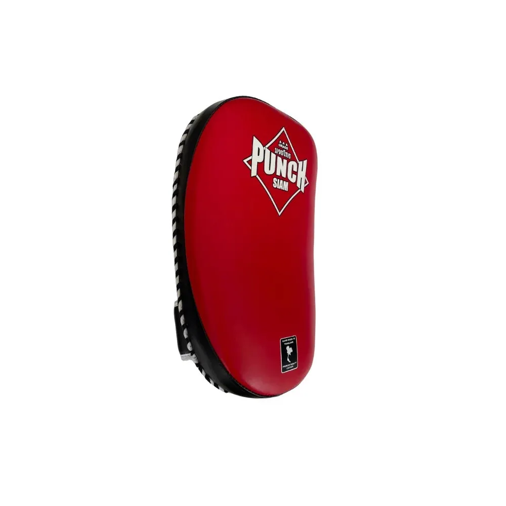 THAI PAD - Siam - LEATHER - CURVED - DOUBLE STRAP - RED/WHITE