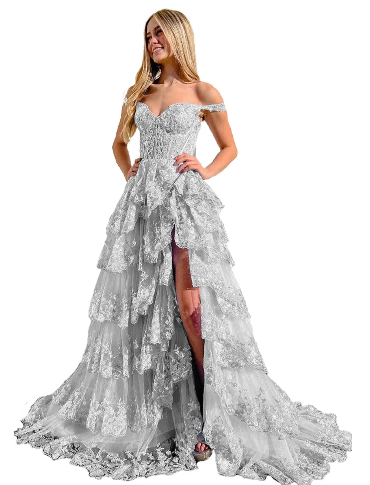 Wenkouban  Lace Beaded Prom Dresses Split Sweet 15 Appliques Girls Birthday Evening Formal Party Quinceanera Sequins Women Gown
