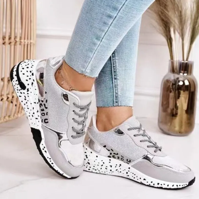 Wenkouban Women Sneakers 2023 Leopard Print Lace-Up Women's Vulcanize Shoes Platform Sports Ladies Sneakers Breathable Plus Women Shoes