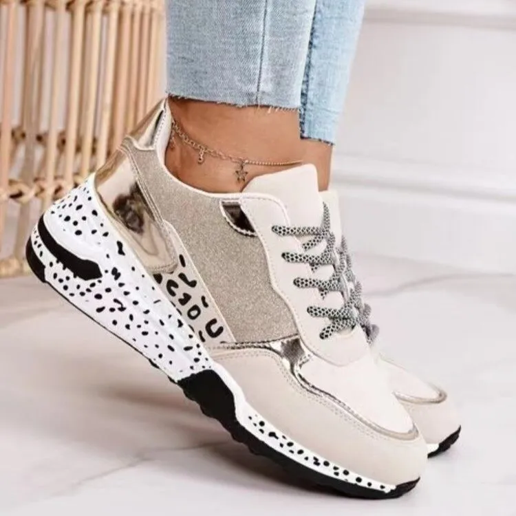 Wenkouban Women Sneakers 2023 Leopard Print Lace-Up Women's Vulcanize Shoes Platform Sports Ladies Sneakers Breathable Plus Women Shoes
