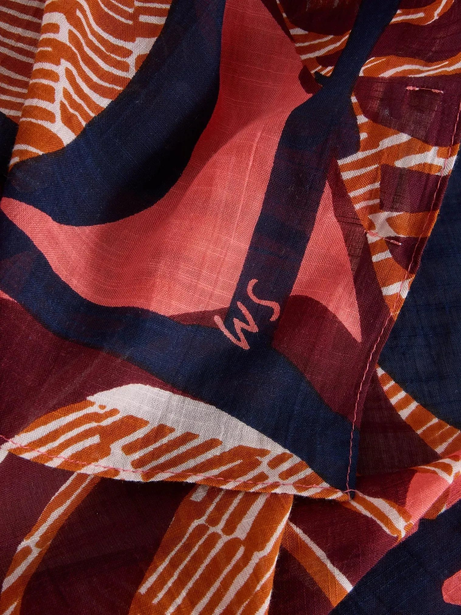 White Stuff Abstract Geo Print Scarf Pink MLT
