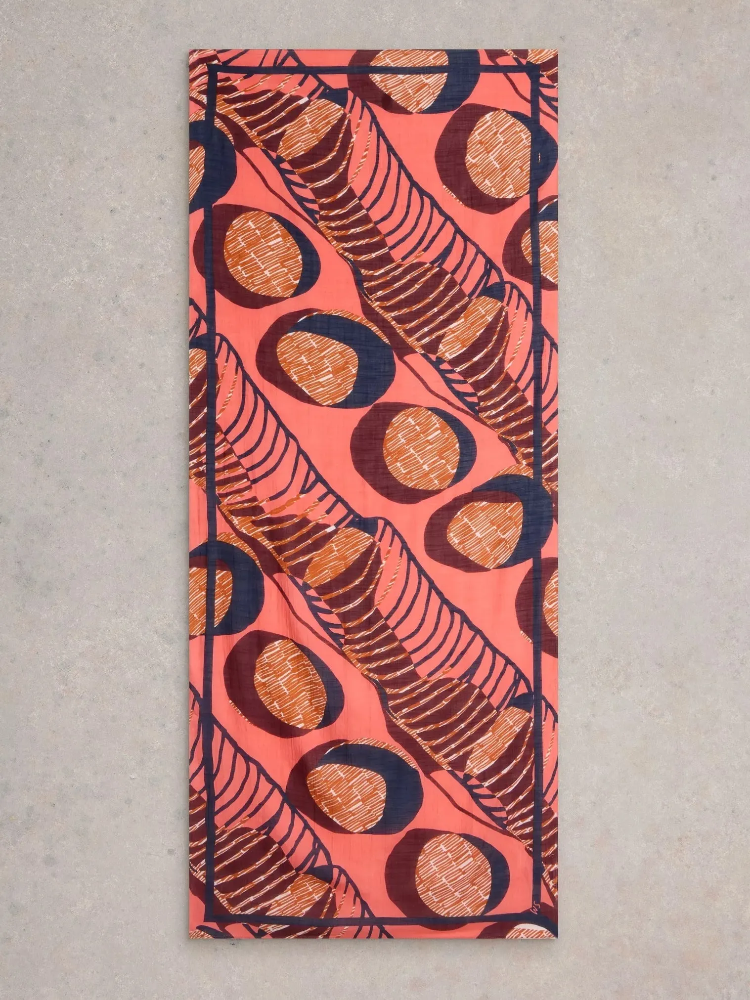 White Stuff Abstract Geo Print Scarf Pink MLT