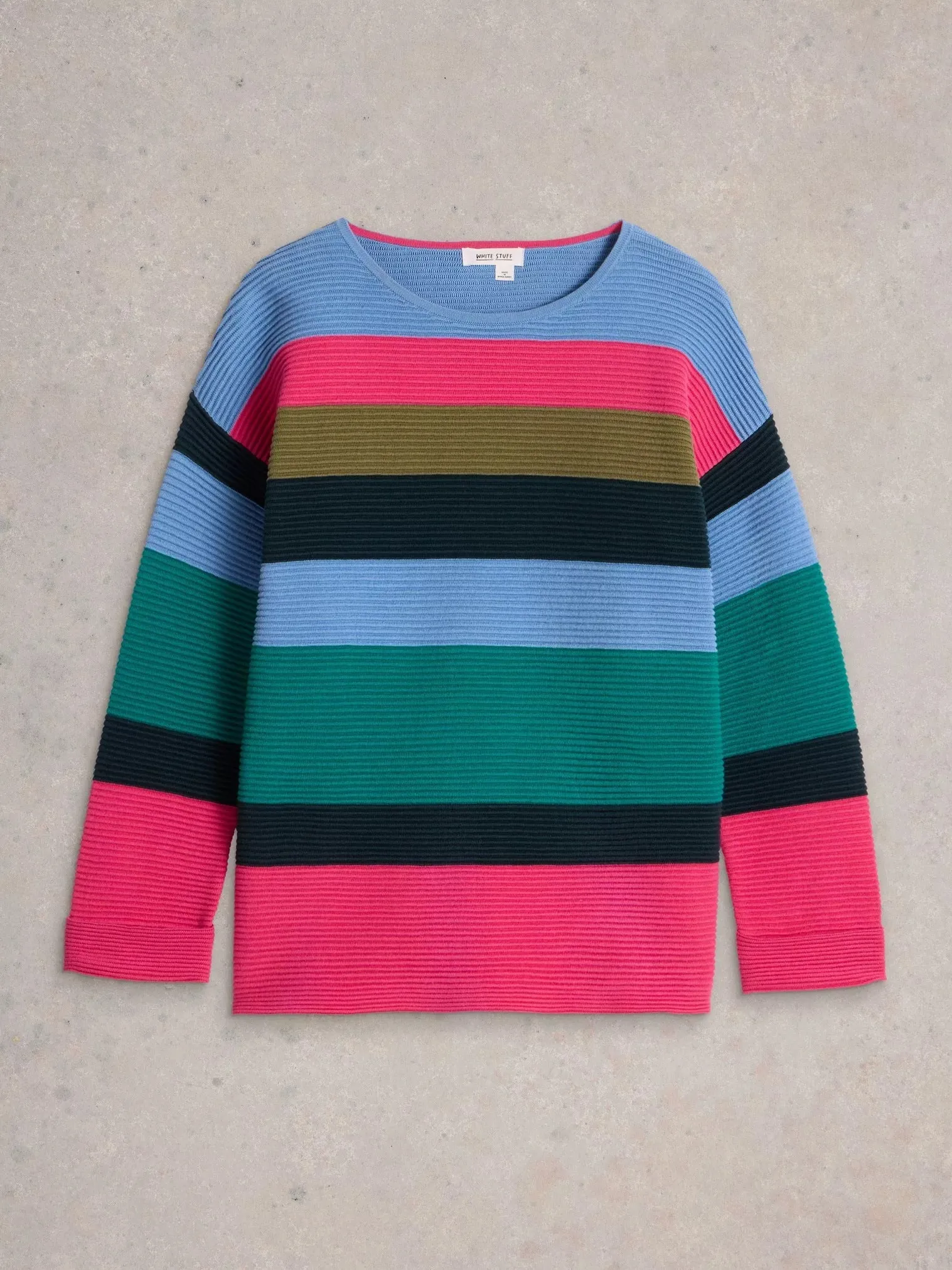White Stuff Jana Knit Stripe Jumper Teal MLT