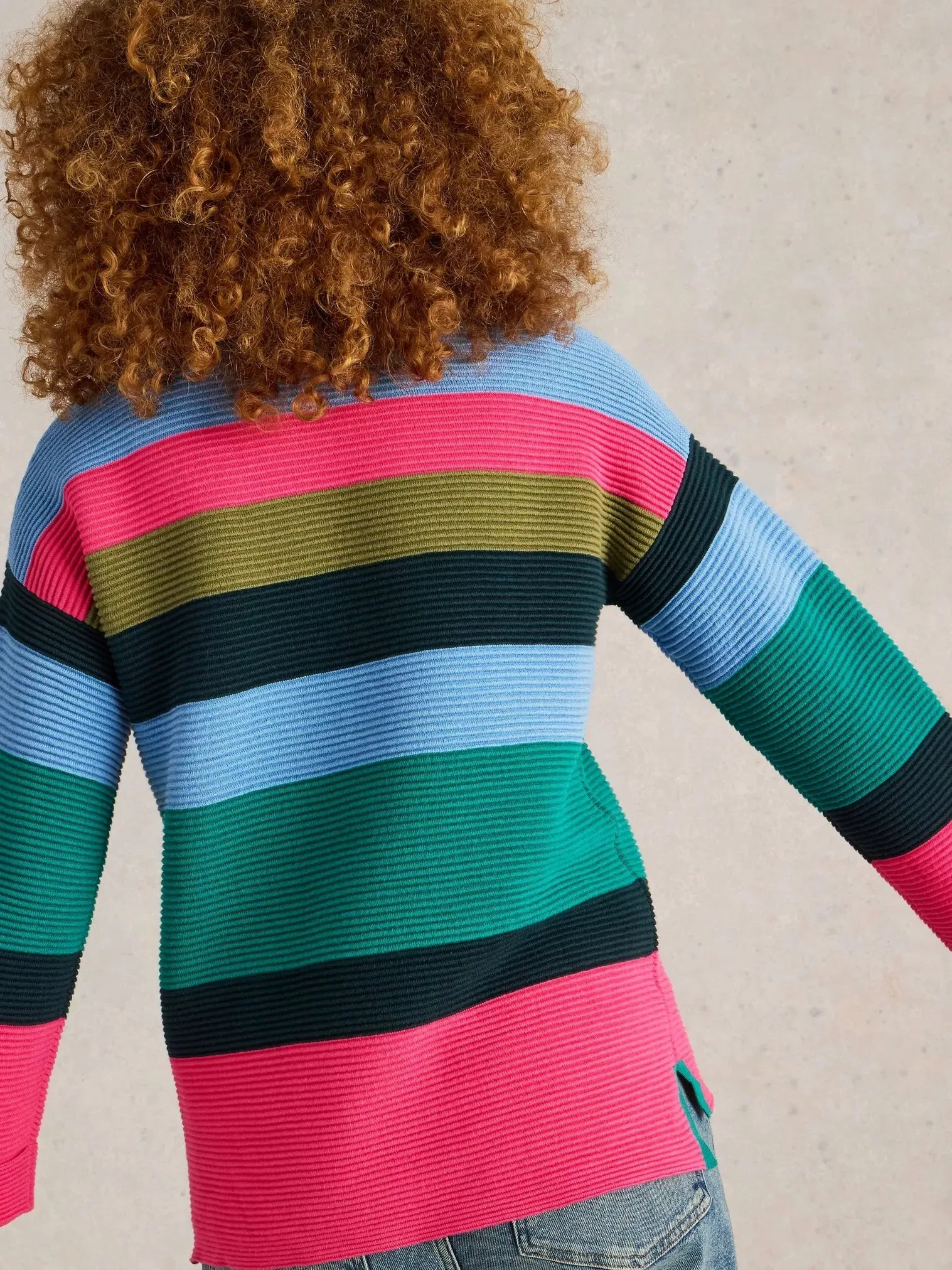 White Stuff Jana Knit Stripe Jumper Teal MLT