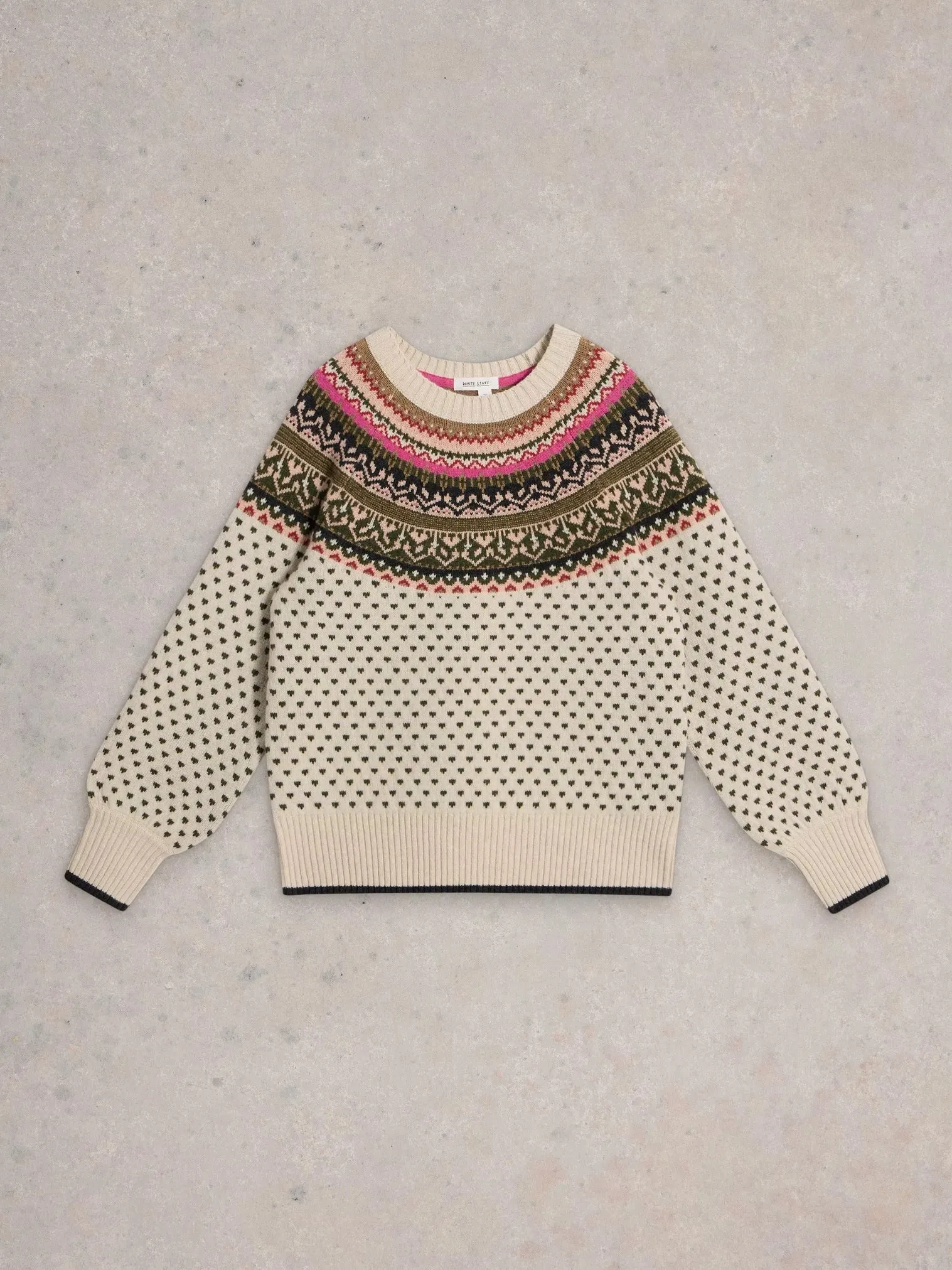 White Stuff Mini Heart Fairisle Jumper Ivory