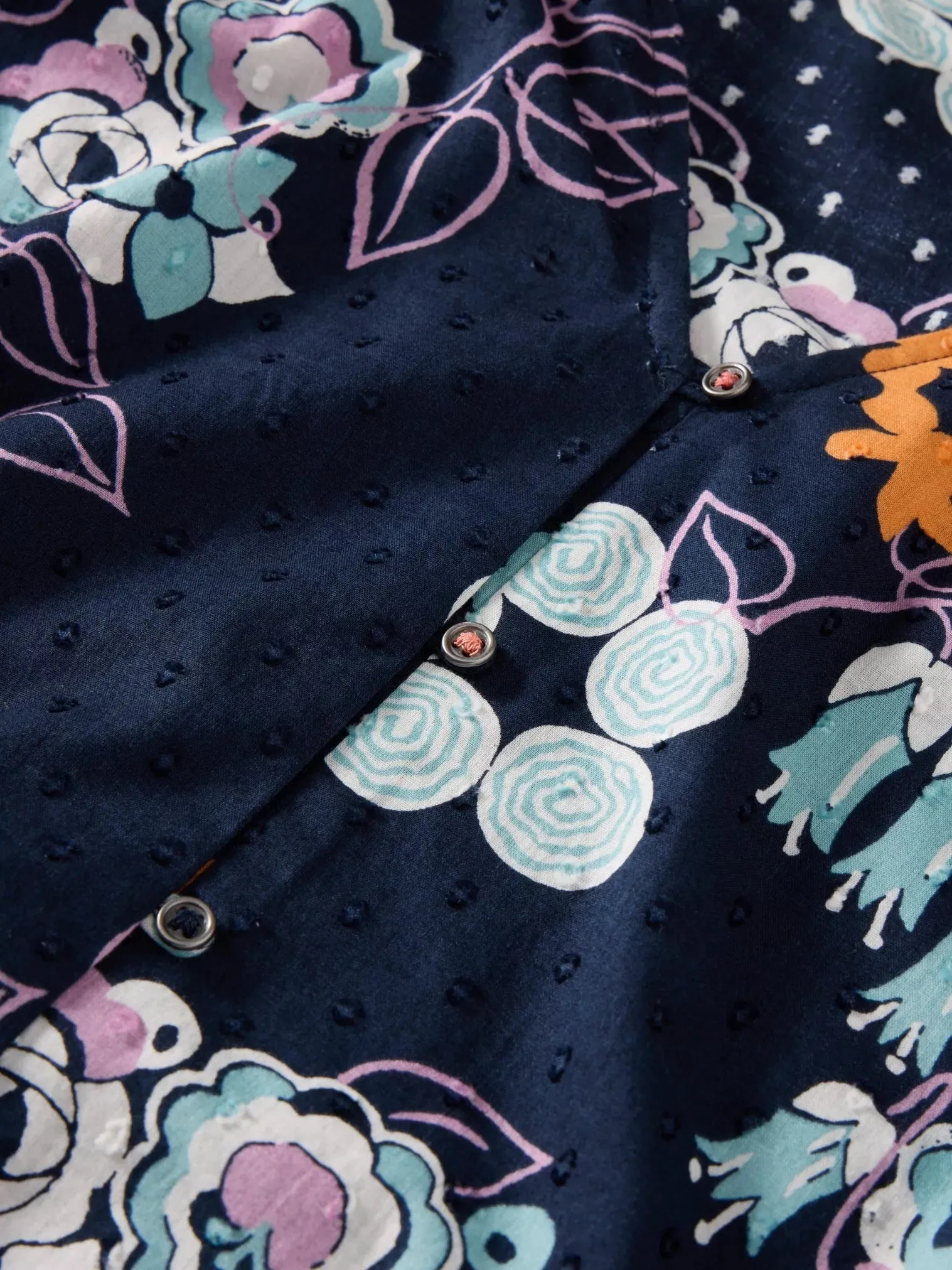 White Stuff Rae Organic Cotton Top Navy Print