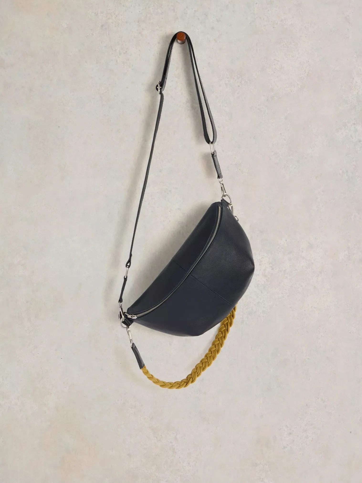 White Stuff Sebby Leather Sling Bag Dark Navy