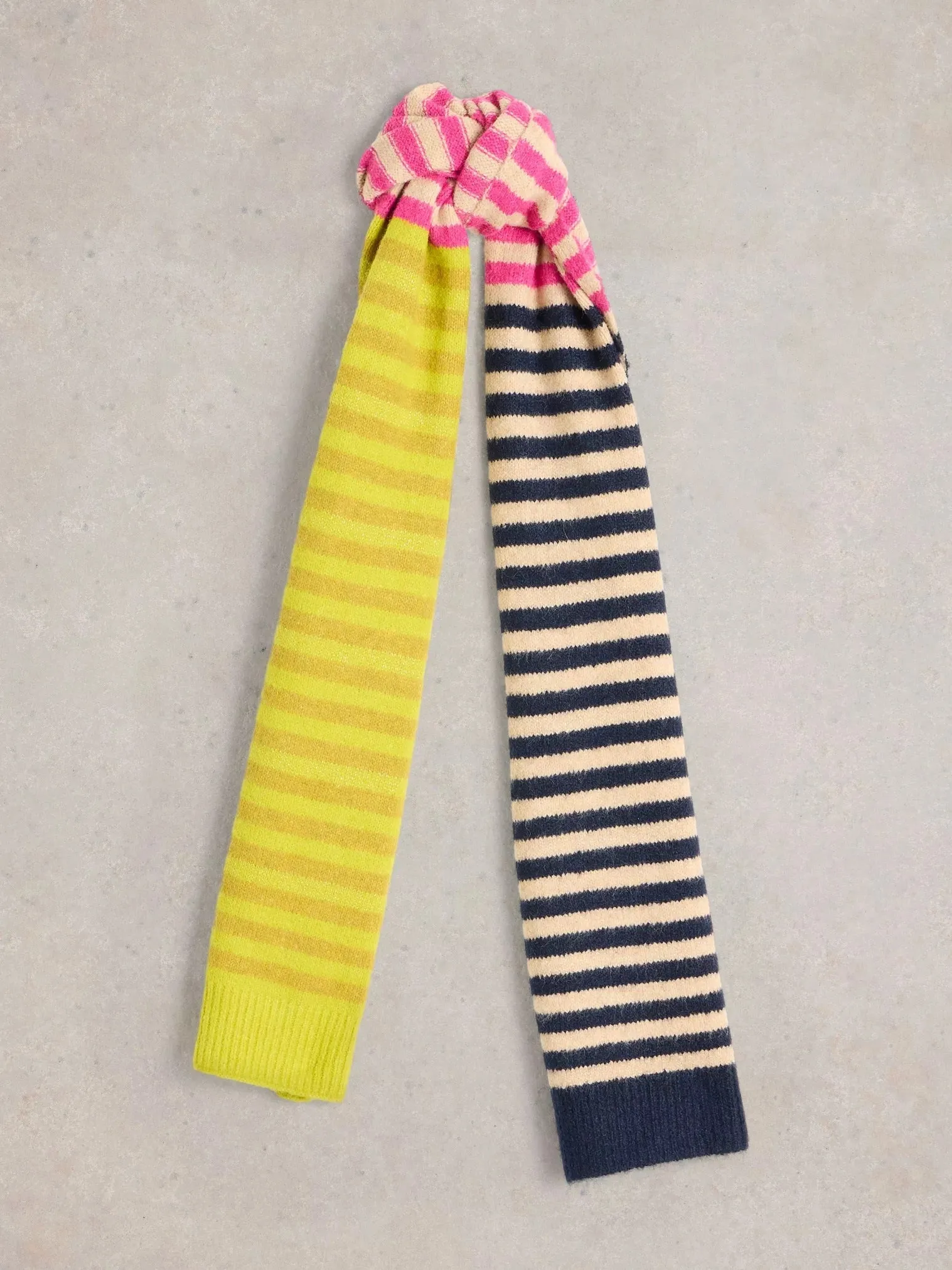 White Stuff Stripe Knitted Scarf Yellow MLT