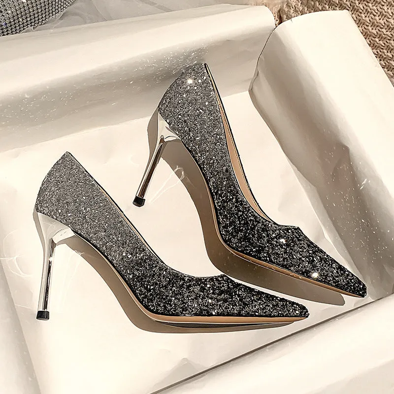 Winter Silver Crystal High Heel Bridesmaid Shoes Heel Height 7CM