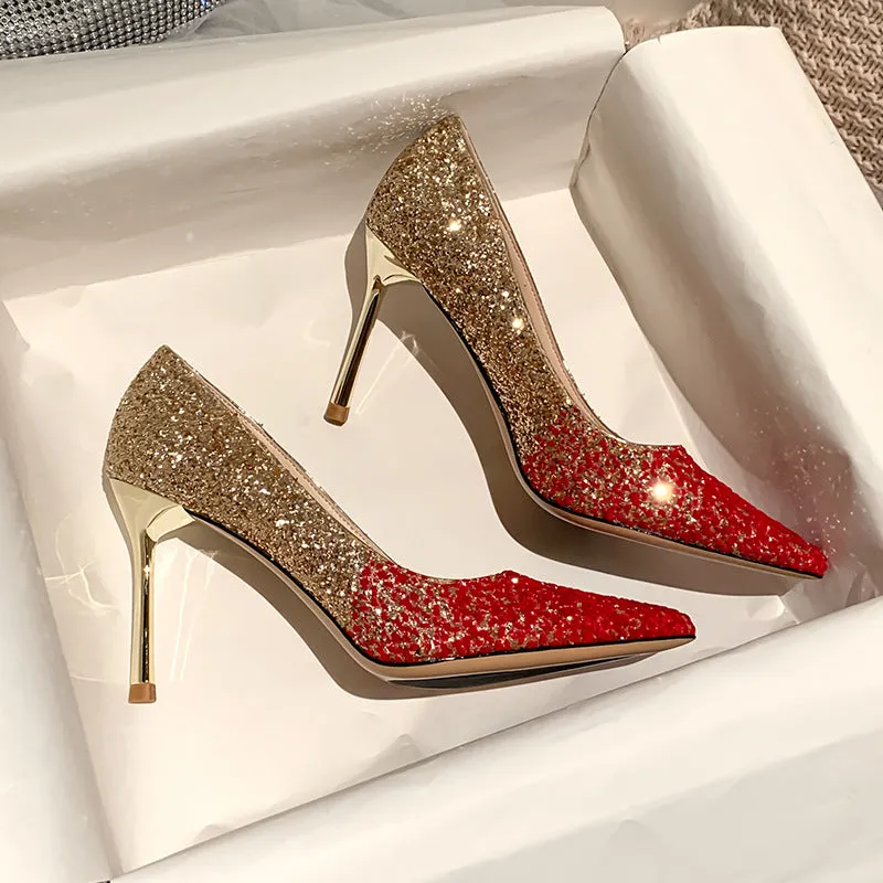 Winter Silver Crystal High Heel Bridesmaid Shoes Heel Height 7CM