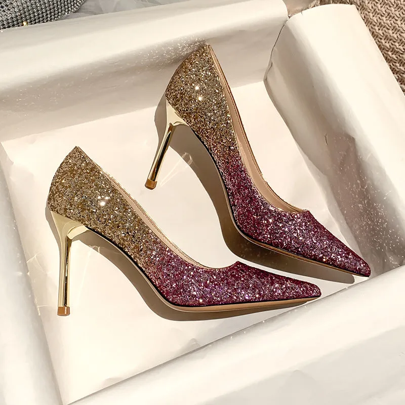 Winter Silver Crystal High Heel Bridesmaid Shoes Heel Height 7CM