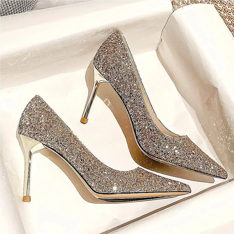 Winter Silver Crystal High Heel Bridesmaid Shoes Heel Height 7CM