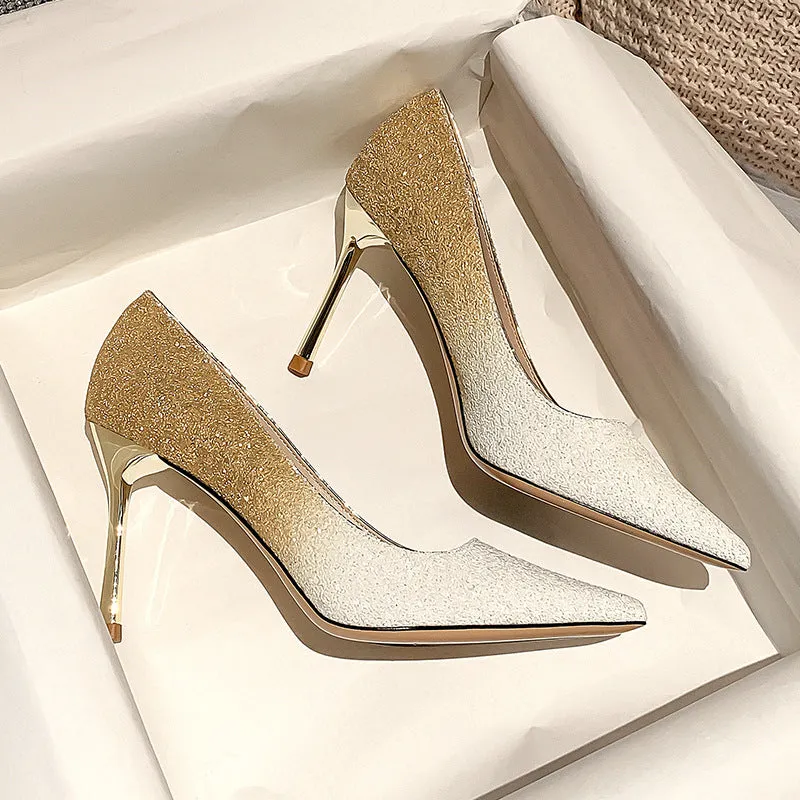 Winter Silver Crystal High Heel Bridesmaid Shoes Heel Height 7CM