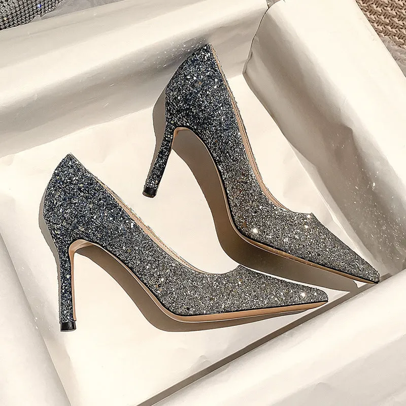 Winter Silver Crystal High Heel Bridesmaid Shoes Heel Height 7CM
